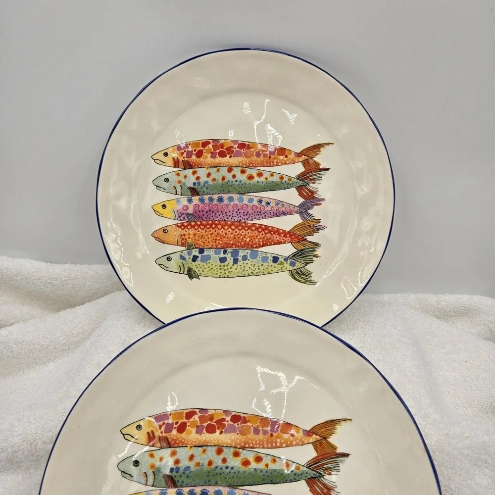 Set Of 2 Retired Anthropologie 'Molto bene!' Earthenware 9